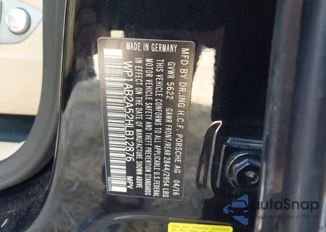 2017 Porsche Macan S from USA, damaged, VIN WP1AB2A52HLB12876